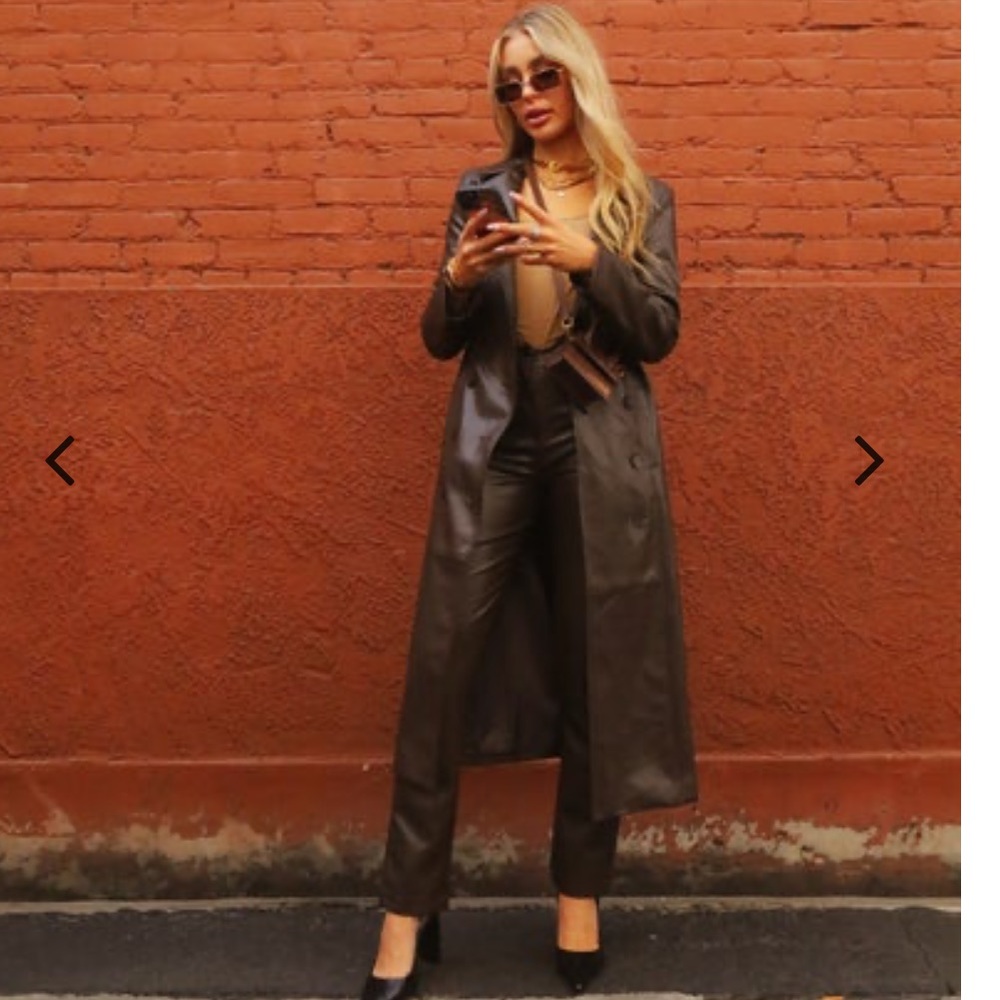 Brown leather trench coach
